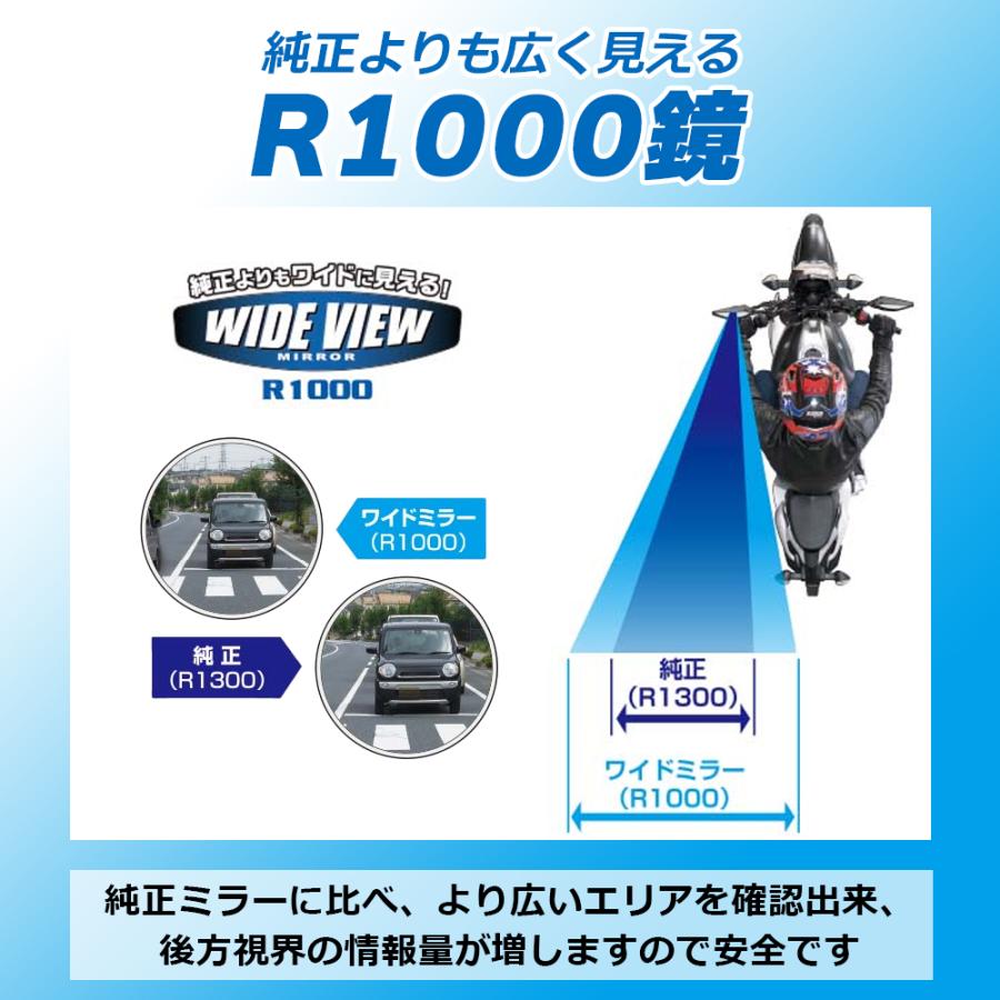 トラッドミラーEX TANAX タナックス ブラック クロームメッキ NA-021 NA-022 ナポレオンミラー 左右共通 ネジ径 10mm 正ネジ 大型鏡面 | NAPOLEON | 02