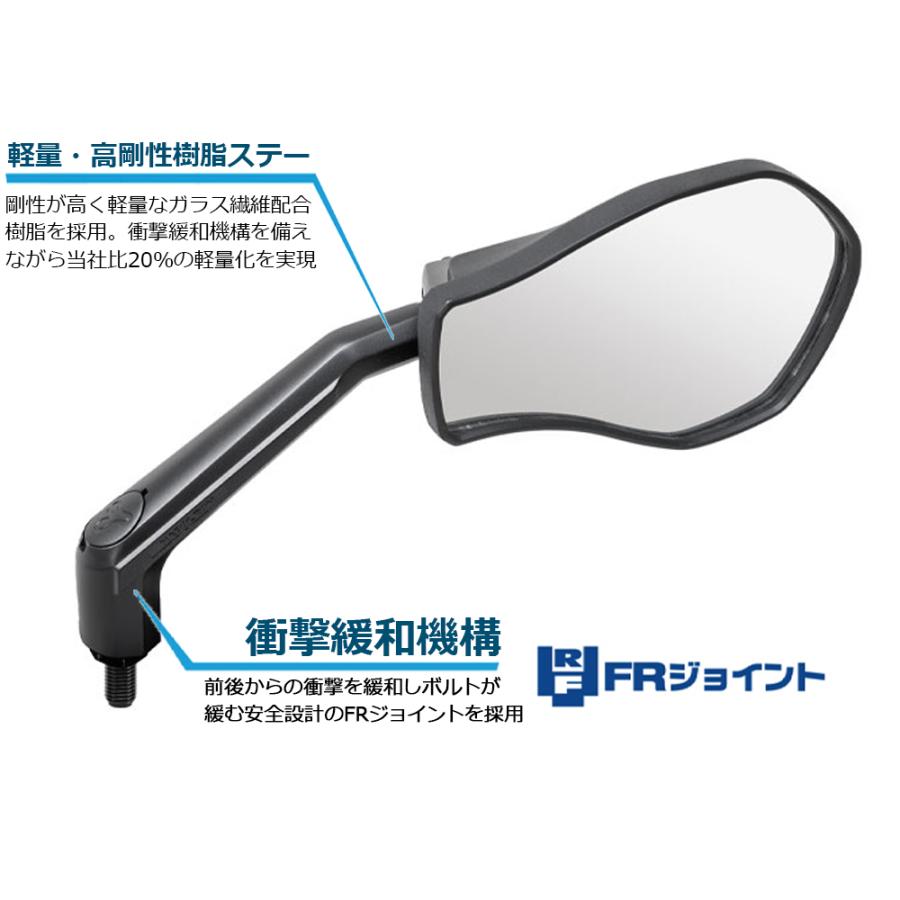 TANAX リッジミラー ハンドルマウントミラー  ブラック シルバー鏡 左右別型 左右セット NA-002 正ネジ 10mmタナックス  ナポレオン | NAPOLEON | 05