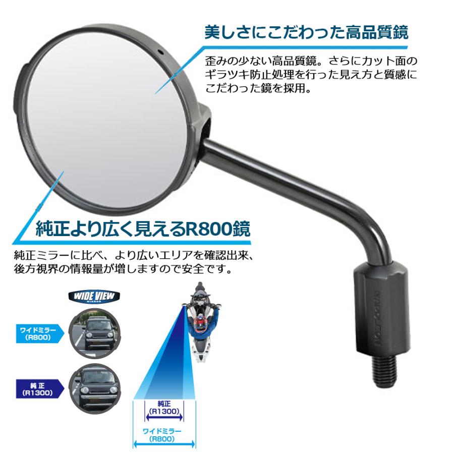 TANAX プロテクトミラー ハンドルマウントミラー  ブラック シルバー鏡 左右共通 片側1本 NA-003 正ネジ 10mmタナックス  ナポレオン | NAPOLEON | 02