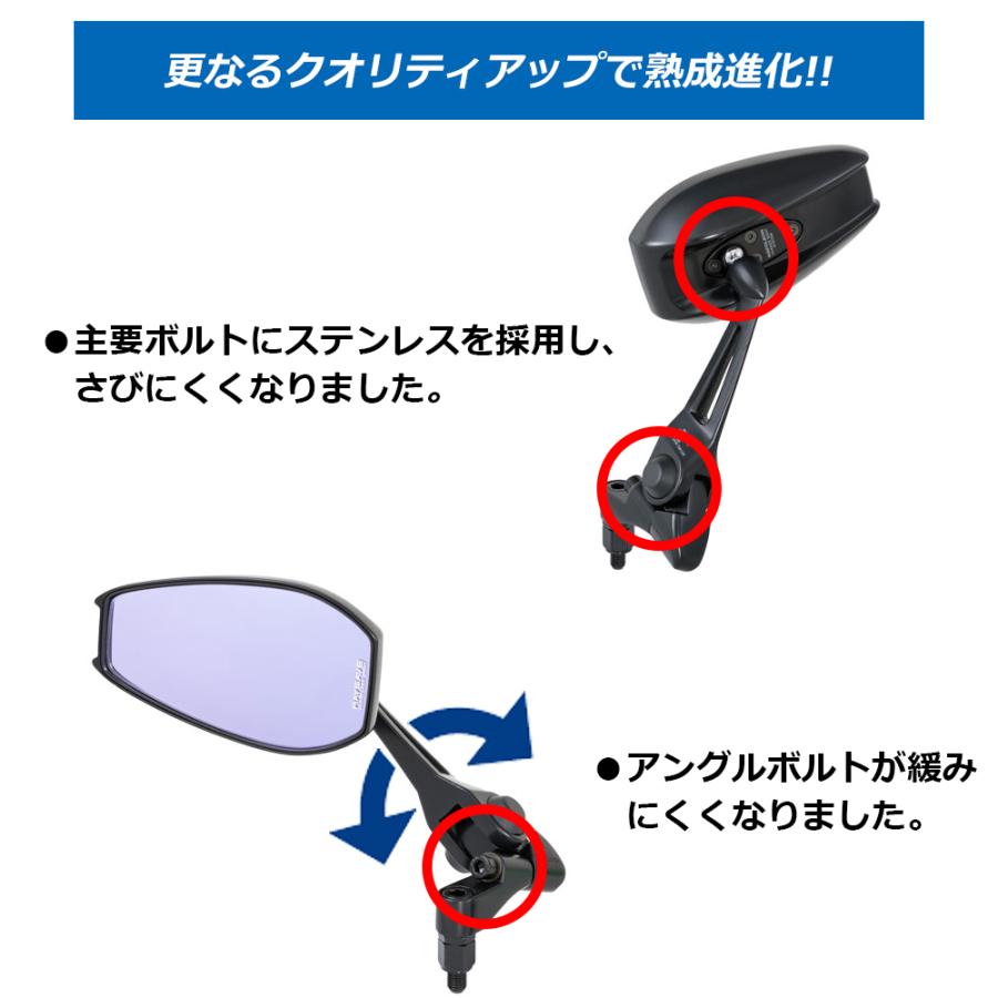 タナックス ミラー 2本セット左右共通 TANAX ナポレオン ナポミラ シャークミラー7 ネジ径 10mm ショートステー ブラック ハウジング × RAYSAVE | NAPOLEON | 03
