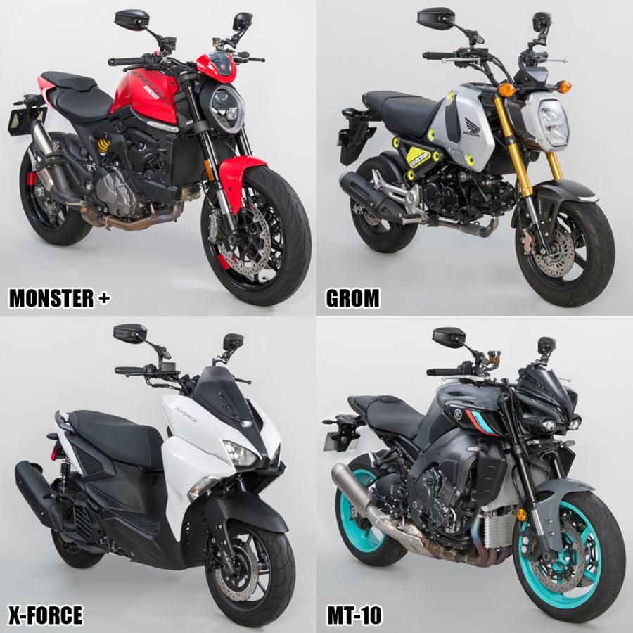 タナックス ミラー 2本セット左右共通 TANAX ナポレオン ナポミラ シャークミラー7 ネジ径 10mm ショートステー ブラック ハウジング × RAYSAVE | NAPOLEON | 06