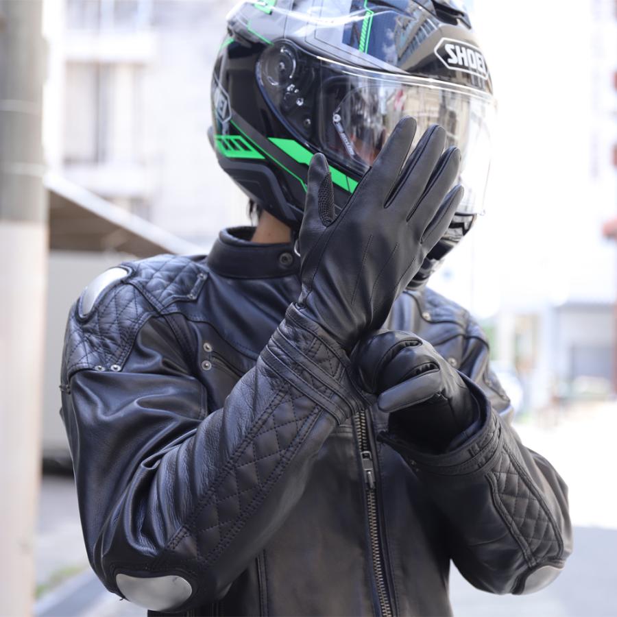 バイク グローブ レザー 冬 革 手袋 ゴートスキン 秋冬 スマートフォン対応 男性用 山羊革 メンズ バイク 車 |  | 11