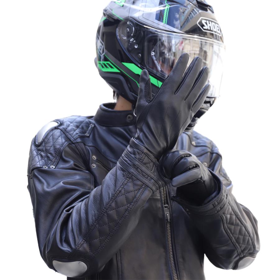 バイク グローブ レザー 冬 革 手袋 ゴートスキン 秋冬 スマートフォン対応 男性用 山羊革 メンズ バイク 車 |  | 13