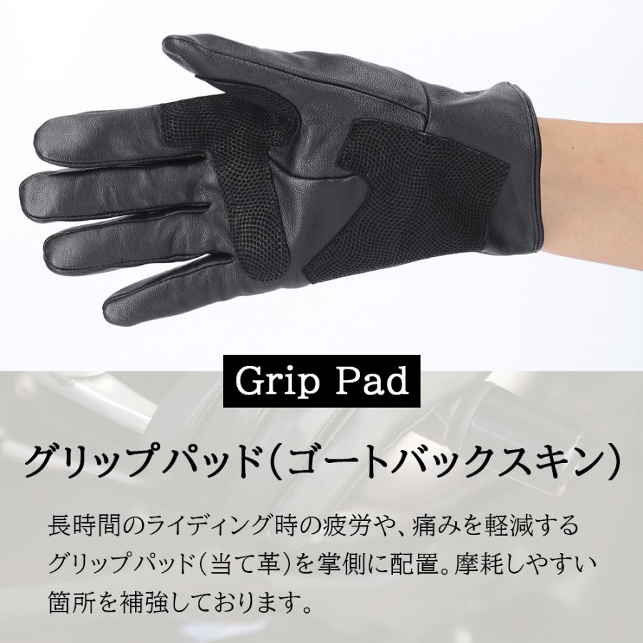 バイク グローブ レザー 冬 革 手袋 ゴートスキン 秋冬 スマートフォン対応 男性用 山羊革 メンズ バイク 車 |  | 04