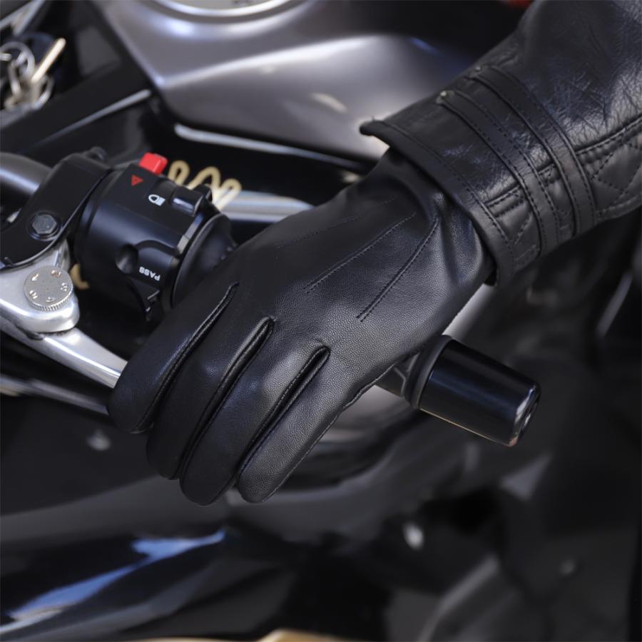 バイク グローブ レザー 冬 革 手袋 ゴートスキン 秋冬 スマートフォン対応 男性用 山羊革 メンズ バイク 車 |  | 06