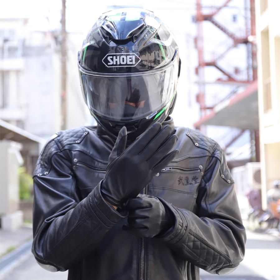 バイク グローブ レザー 冬 革 手袋 ゴートスキン 秋冬 スマートフォン対応 男性用 山羊革 メンズ バイク 車 |  | 08