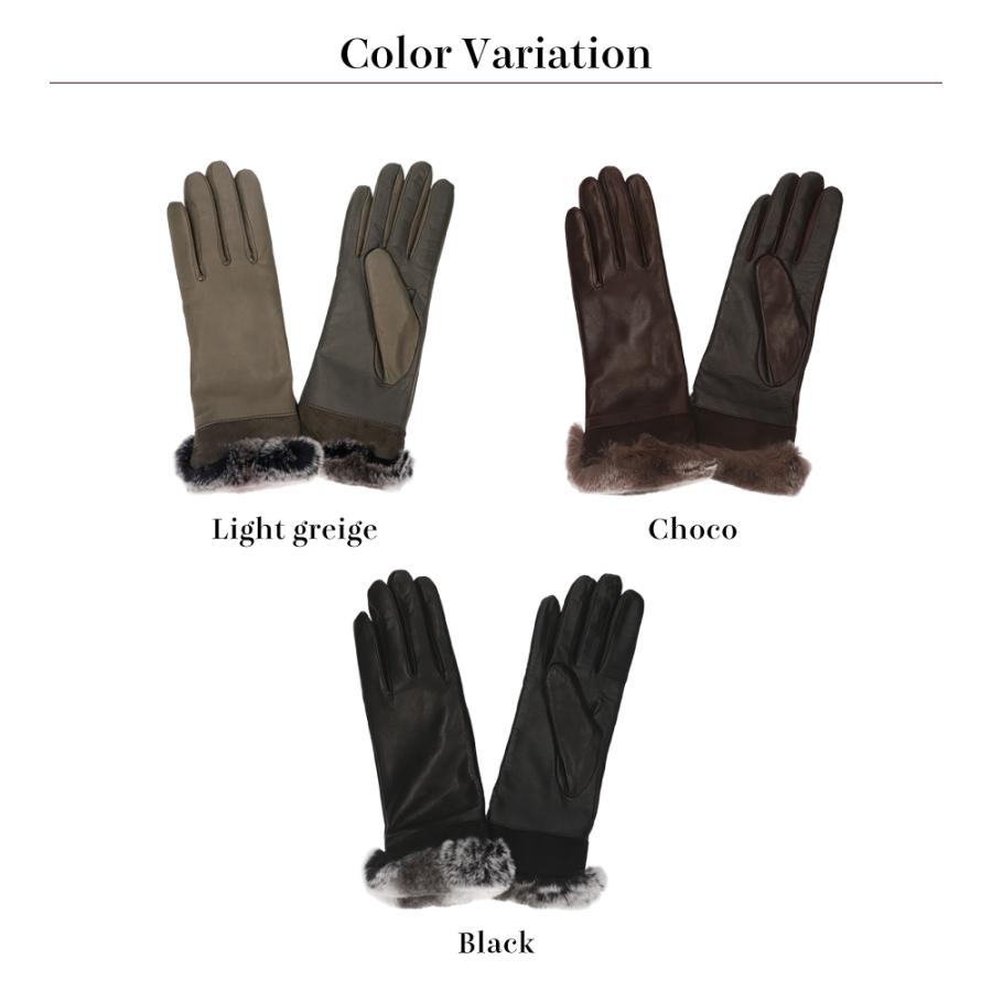 革手袋 レディース カシミヤ100％ スマホ対応 ピアッツインモーダ 羊革 ラビットファー レザーグローブ |  | 14