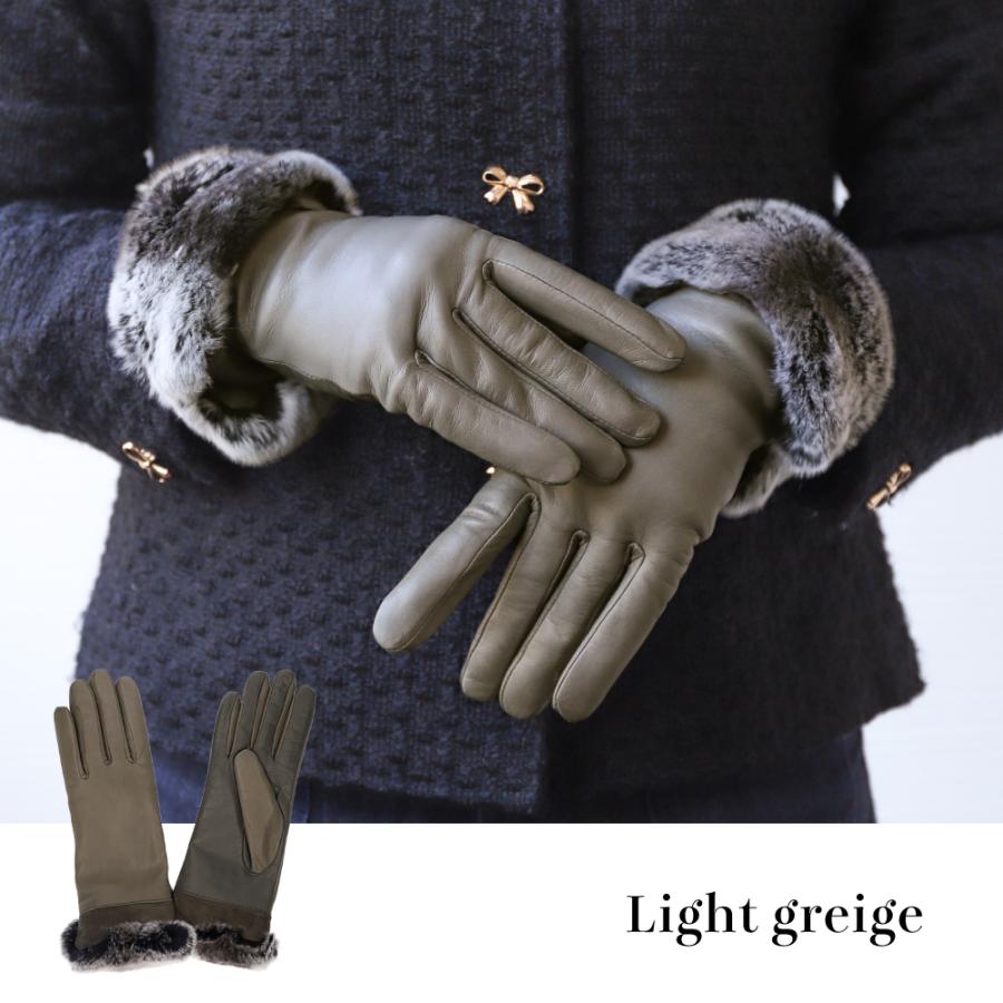 革手袋 レディース カシミヤ100％ スマホ対応 ピアッツインモーダ 羊革 ラビットファー レザーグローブ |  | 04