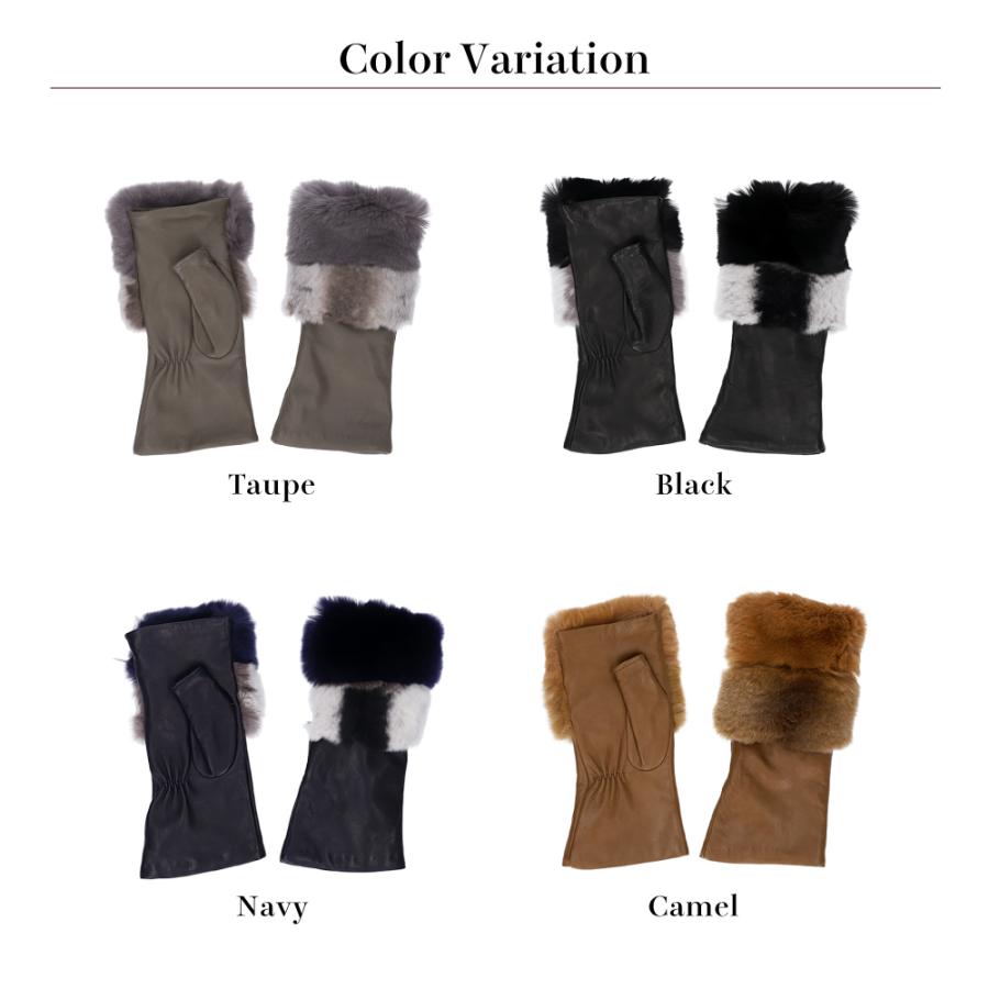 革手袋 レディース スマホ対応 ラビットファー 裏地カシミヤ100％ ピアッツァインモーダ 羊革 レザーグローブ CS |  | 15