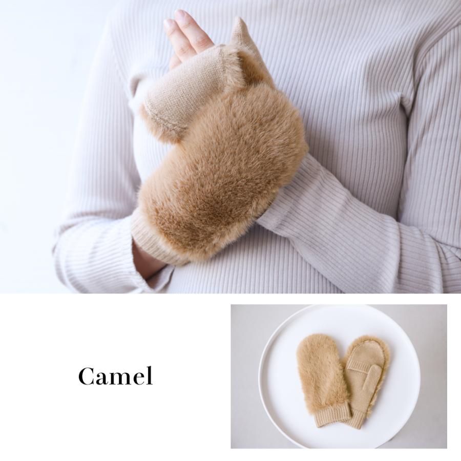 手袋 レディース ミトン ハンドウォーマー カシミヤ100％ 指ぬき ファー付 ブランド ピアッツァインモーダ |  | 08