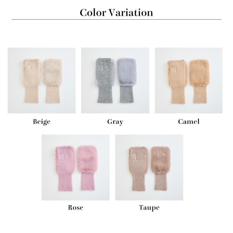 手袋 レディース ハンドウォーマー カシミヤ100％ 指ぬき ファー付 ブランド ピアッツァインモーダ CS |  | 16