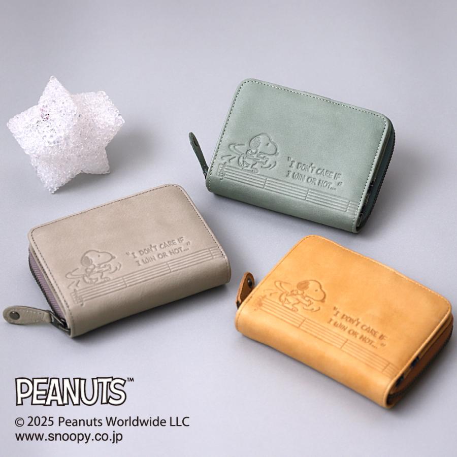 二つ折り財布 コンパクト レディース メンズ スヌーピー ボウリング 小銭入れ 本革 カードケース ウォレット ブランド おしゃれ SNOOPY PEANUTS ピーナッツ 牛革 | PEANUTS