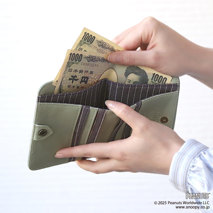 二つ折り財布 コンパクト レディース メンズ スヌーピー ボウリング 小銭入れ 本革 カードケース ウォレット ブランド おしゃれ SNOOPY PEANUTS ピーナッツ 牛革 | PEANUTS | 06