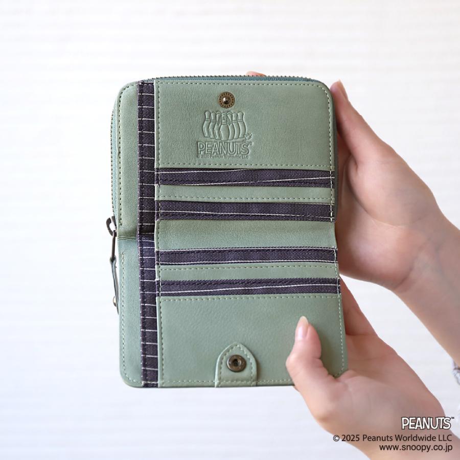 二つ折り財布 コンパクト レディース メンズ スヌーピー ボウリング 小銭入れ 本革 カードケース ウォレット ブランド おしゃれ SNOOPY PEANUTS ピーナッツ 牛革 | PEANUTS | 07