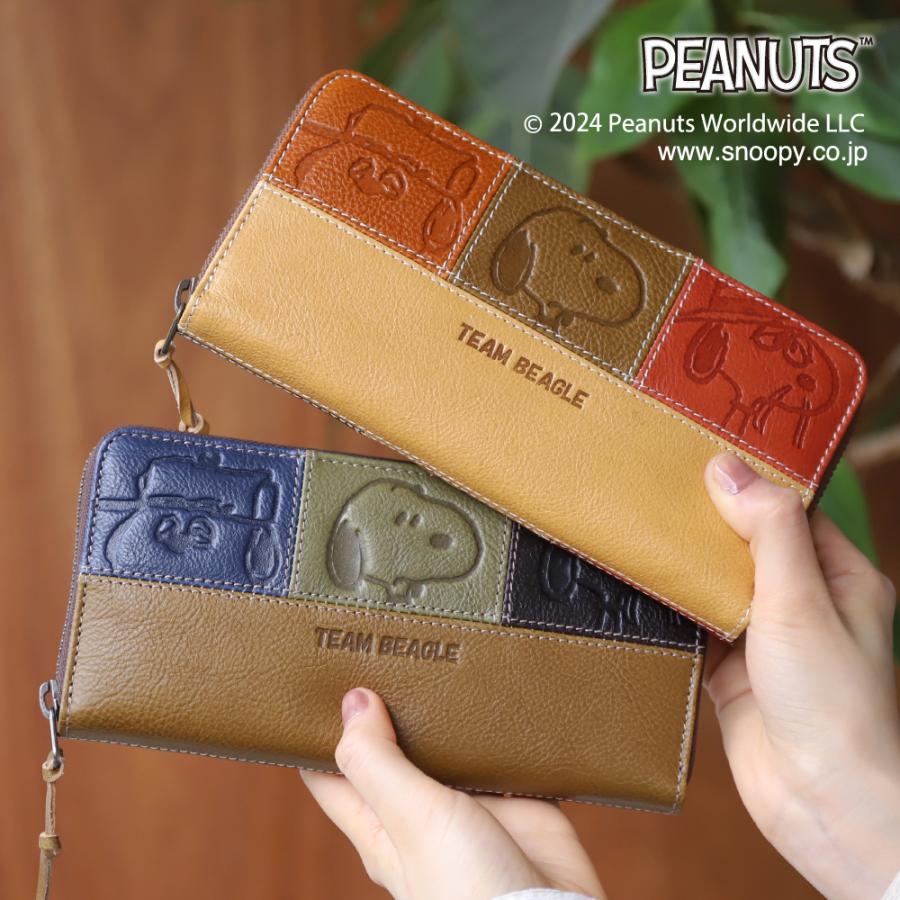 長財布 レディース 牛革 本革 スヌーピー ラウンドファスナー 大容量 TEAM BEAGLE PEANUTS ピーナッツ | PEANUTS