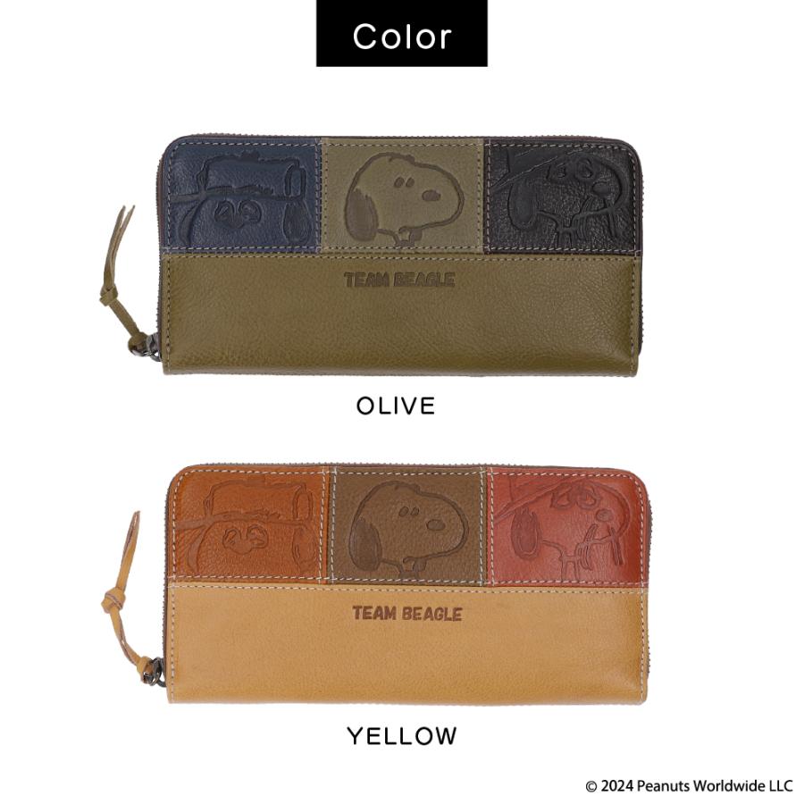PEANUTS 長財布 レディース 牛革 本革 スヌーピー ラウンド