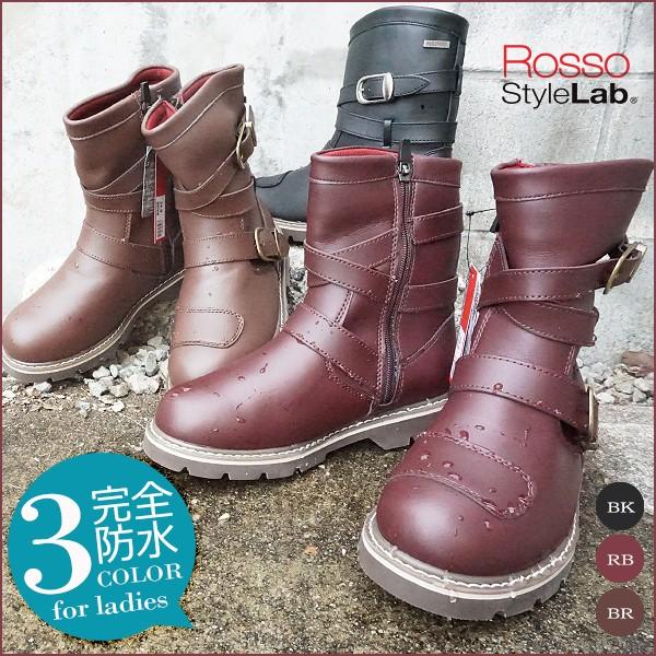 RossoStyle ロッソスタイル レディース 防水 ライディングブーツ ブラック 女性用 バイク用 エンジニアブーツ ROB-201 | Rosso StyleLab