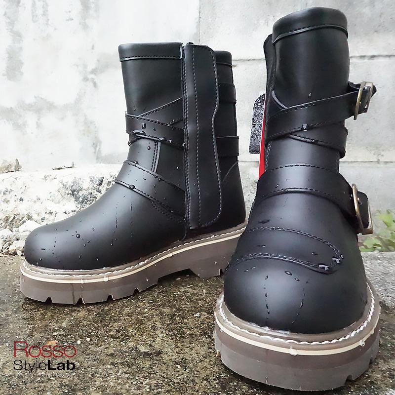 RossoStyle ロッソスタイル 女性用 防水 ライディングブーツ ブラック バイク用 ハイソールブーツ 厚底 エンジニアブーツ ROB-202 | Rosso StyleLab | 01