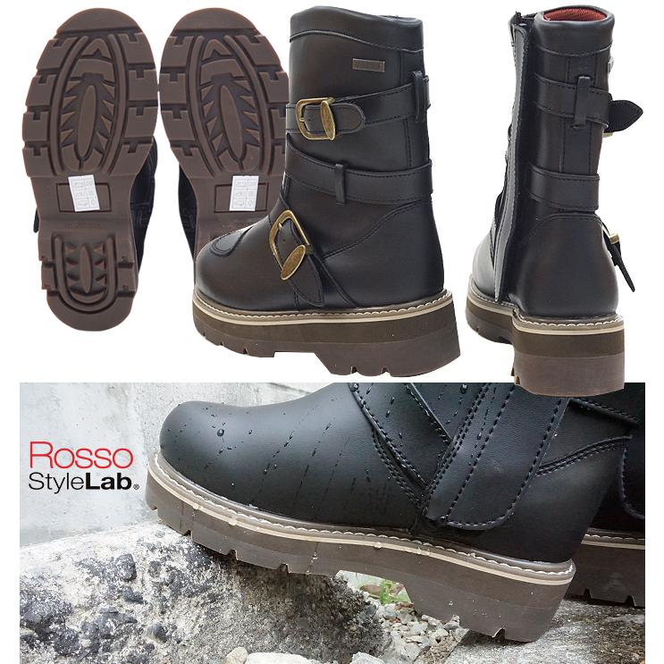 RossoStyle ロッソスタイル 女性用 防水 ライディングブーツ ブラック バイク用 ハイソールブーツ 厚底 エンジニアブーツ ROB-202 | Rosso StyleLab | 03