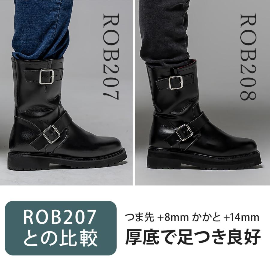 レディース バイク用 防水 ライディングブーツ 厚底 2カラー/6サイズ ハイソール エンジニアブーツ レインブーツ 女性専用設計 本革シフトガード付き | Rosso StyleLab | 08