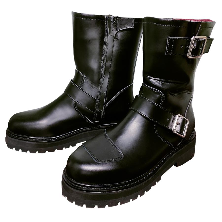 レディース バイク用 防水 ライディングブーツ 厚底 2カラー/6サイズ ハイソール エンジニアブーツ レインブーツ 女性専用設計 本革シフトガード付き | Rosso StyleLab | 01