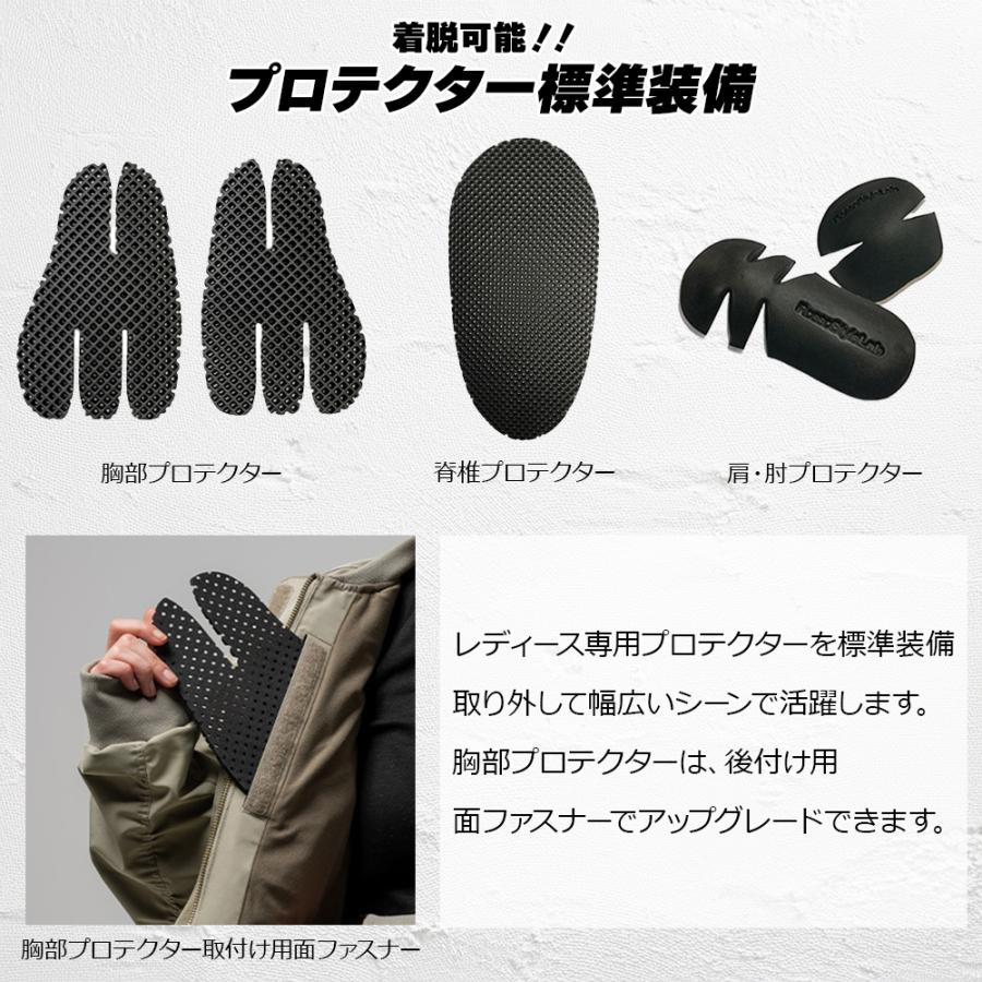 レディース バイク ジャケット ライトミリタリージャケット プロテクター付 オシャレ かわいい ROJ1007 | Rosso StyleLab | 10