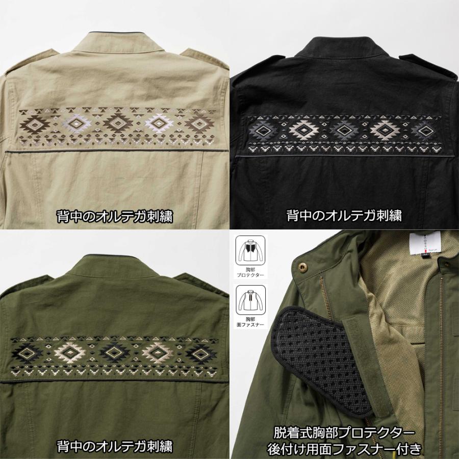 春 夏 モデル バイク レディース ジャケット 3色 / 4サイズ ミリタリージャケット 肩 肘 脊椎 胸部 プロテクター付属 Rosso StyleLab ロッソスタイルラボ ROJ123 | Rosso StyleLab | 09