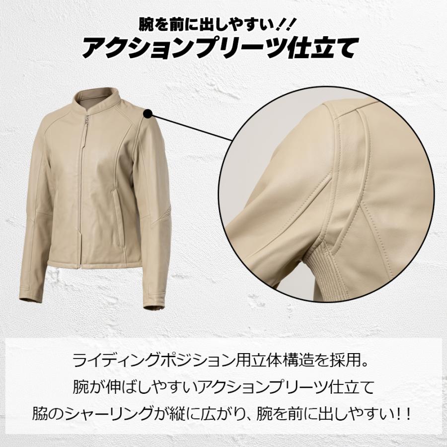 レディース バイク ジャケット オールシーズン 3カラー 4サイズ 着脱式 プロテクター 付き シングルレザージャケット Rosso StyleLab ロッソスタイルラボ ROL17 | Rosso StyleLab | 15