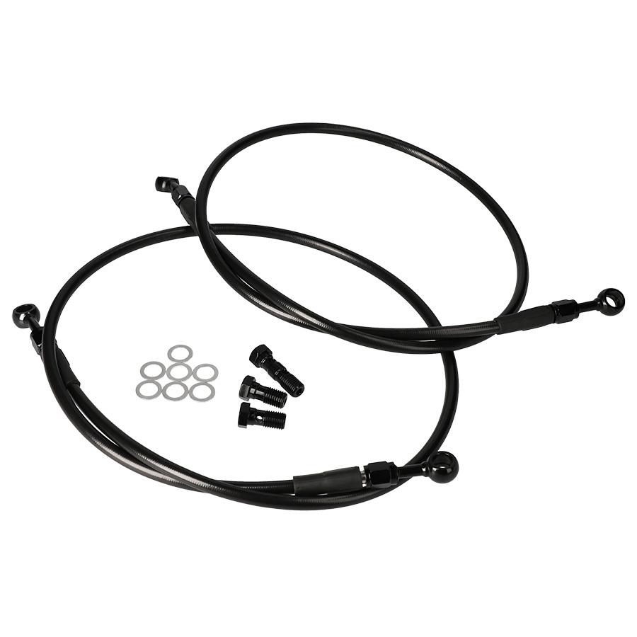 汎用 ブレーキホース フロント用 全長300mm〜950mm選択可 ブラック