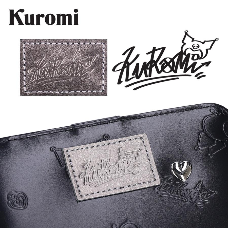 【未使用品】ナダヤ サンリオキャラクターズ ラウンド二つ折り財布 クロミ 牛革製 クロミ 財布 レディース 二つ折り ラウンド Kuromi ブランド 本