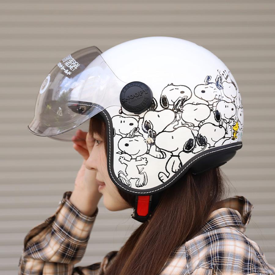 バイク ヘルメット ジェット タイプ シールド付き スヌーピー SNJ-116 SNJ-117 SNJ-118 Freeサイズ (57-58cm) メンズ レディース PSC SG規格 全排気量対応可能 | SNOOPY | 13