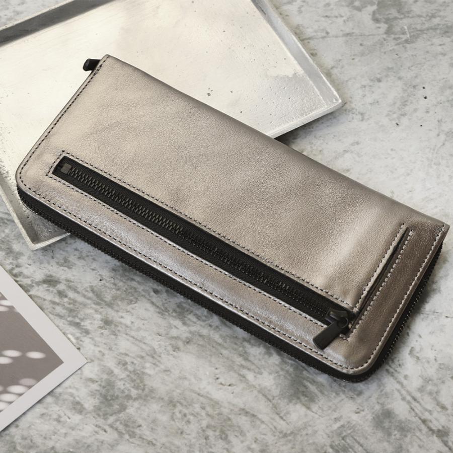 財布 レディース 長財布 天然皮革 牛革 メタリック カード入れ 大容量 ガンメタ ラウンドファスナー S.O.A Gunmeta |  | 10