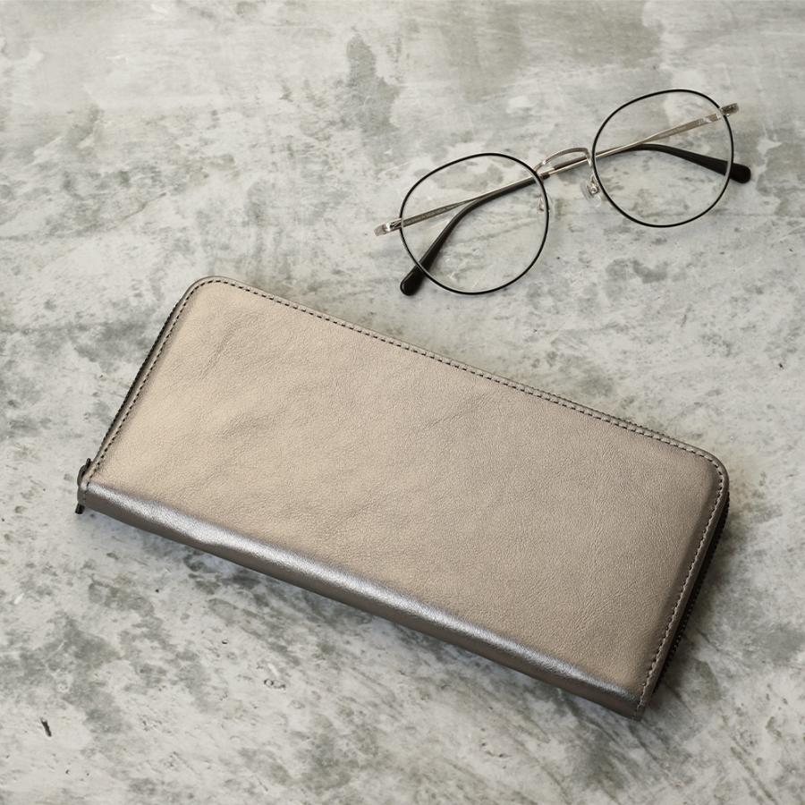 財布 レディース 長財布 天然皮革 牛革 メタリック カード入れ 大容量 ガンメタ ラウンドファスナー S.O.A Gunmeta |  | 08