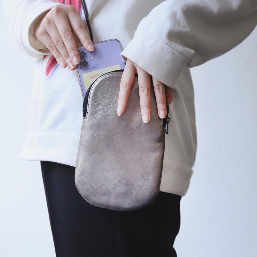 ショルダーポーチ 天然皮革 牛革 スマホポシェット カード入れ レディース 高級 S.O.A Gunmeta ショルダーバッグ |  | 10