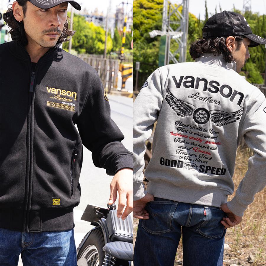 【26秋冬最新モデル】VANSON バンソン スウェットジャケット メンズ 防寒インナー ジップアップ 刺繍 ワッペン バック刺繍 GOOD SPEED SVS2607W 3カラー 5サイズ | VANSON | 17