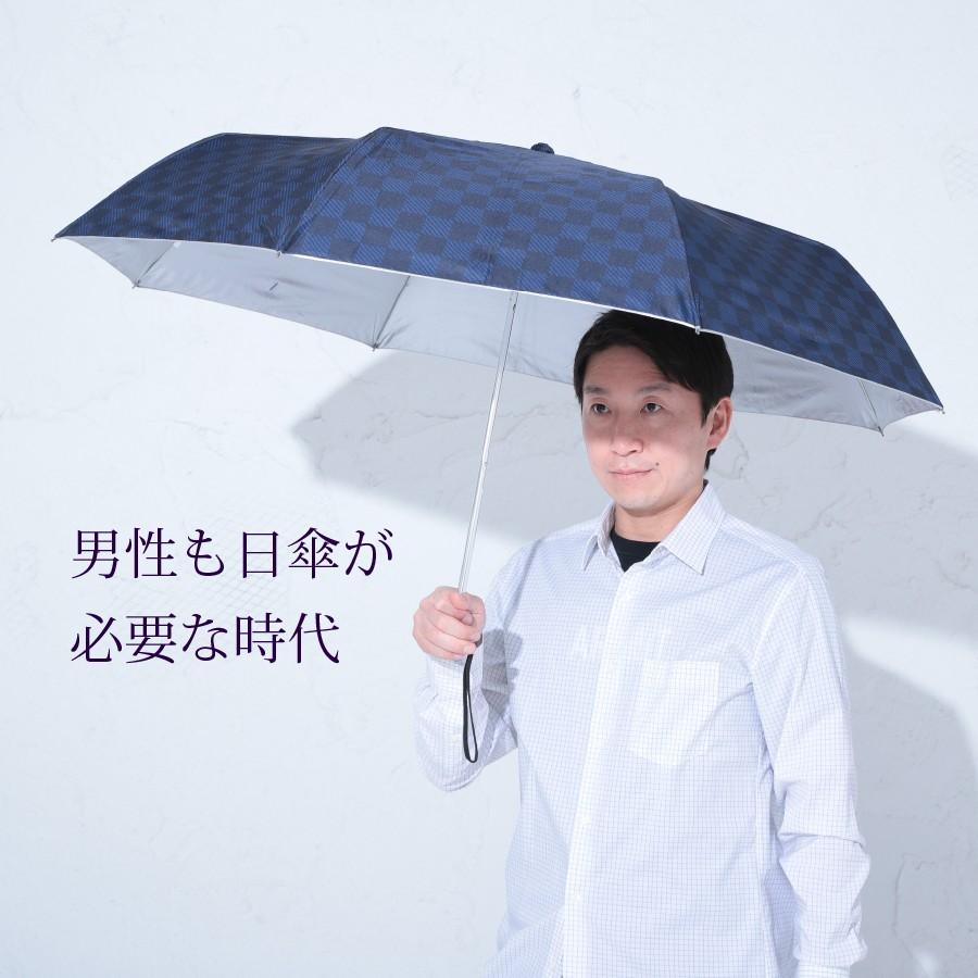 メンズ 日傘 晴雨兼用 UV対策 折りたたみ UVION ユヴィオン 60cm 市松模様 超軽量 遮光 遮熱 カット率99％以上 UV 汗対策 |  | 01