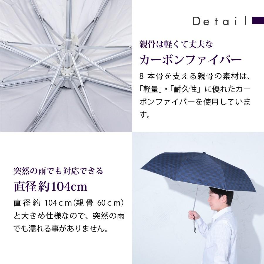 メンズ 日傘 晴雨兼用 UV対策 折りたたみ UVION ユヴィオン 60cm 市松模様 超軽量 遮光 遮熱 カット率99％以上 UV 汗対策 |  | 05