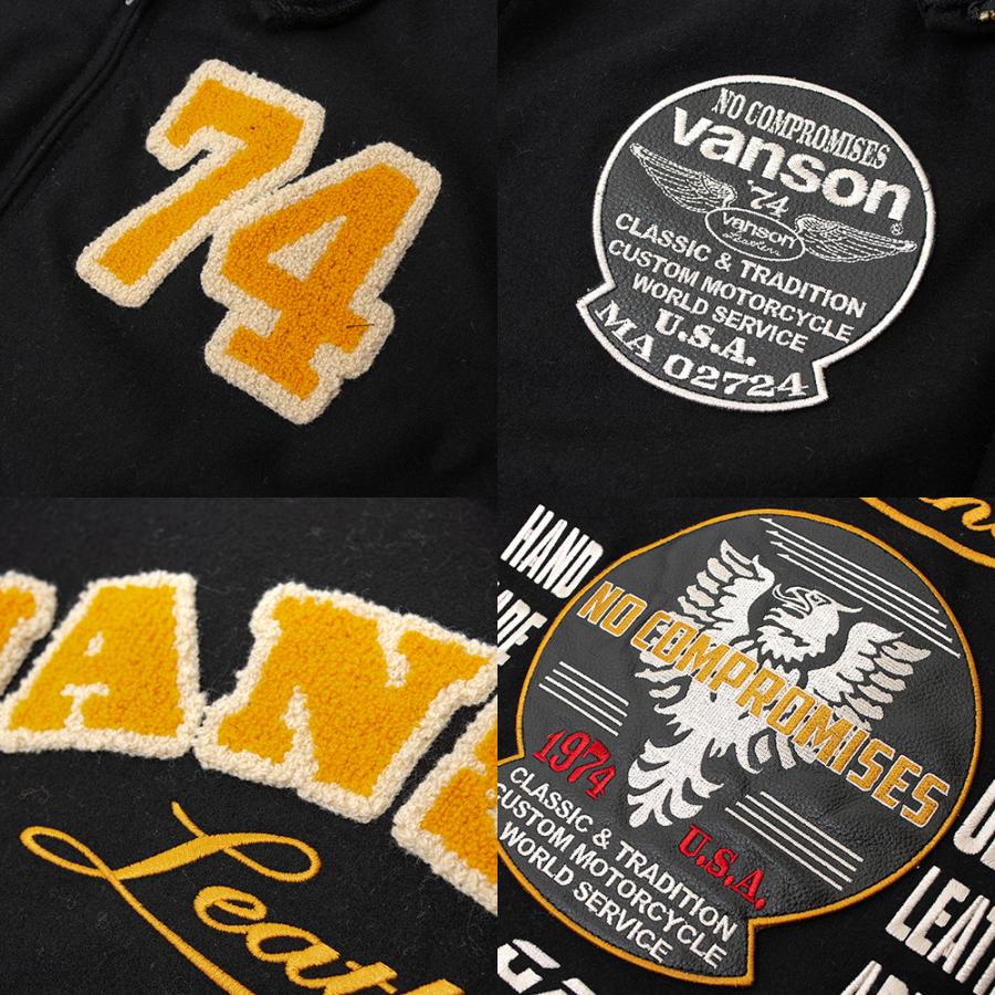 【26秋冬最新モデル】VANSON バンソン VS26107W アワードジャケット メンズ バイクジャケット スタジャン メルトン 綿 防風 防寒 撥水 透湿防水 3カラー 5サイズ | VANSON | 14