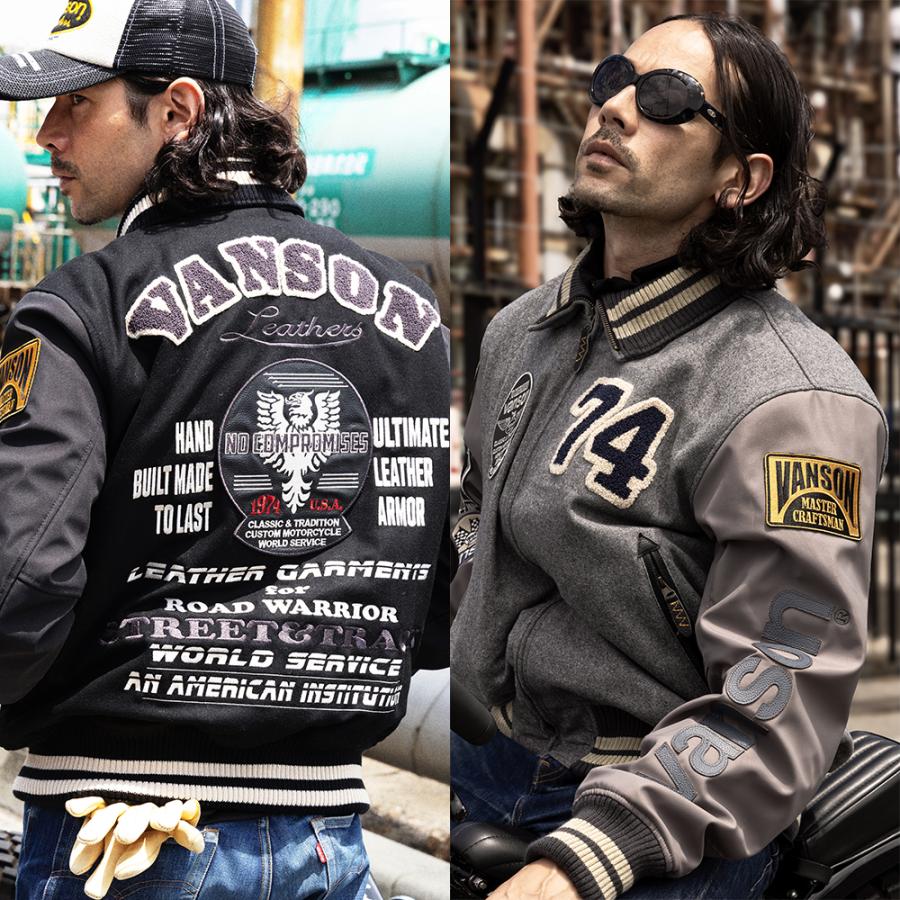 【26秋冬最新モデル】VANSON バンソン VS26107W アワードジャケット メンズ バイクジャケット スタジャン メルトン 綿 防風 防寒 撥水 透湿防水 3カラー 5サイズ | VANSON | 20