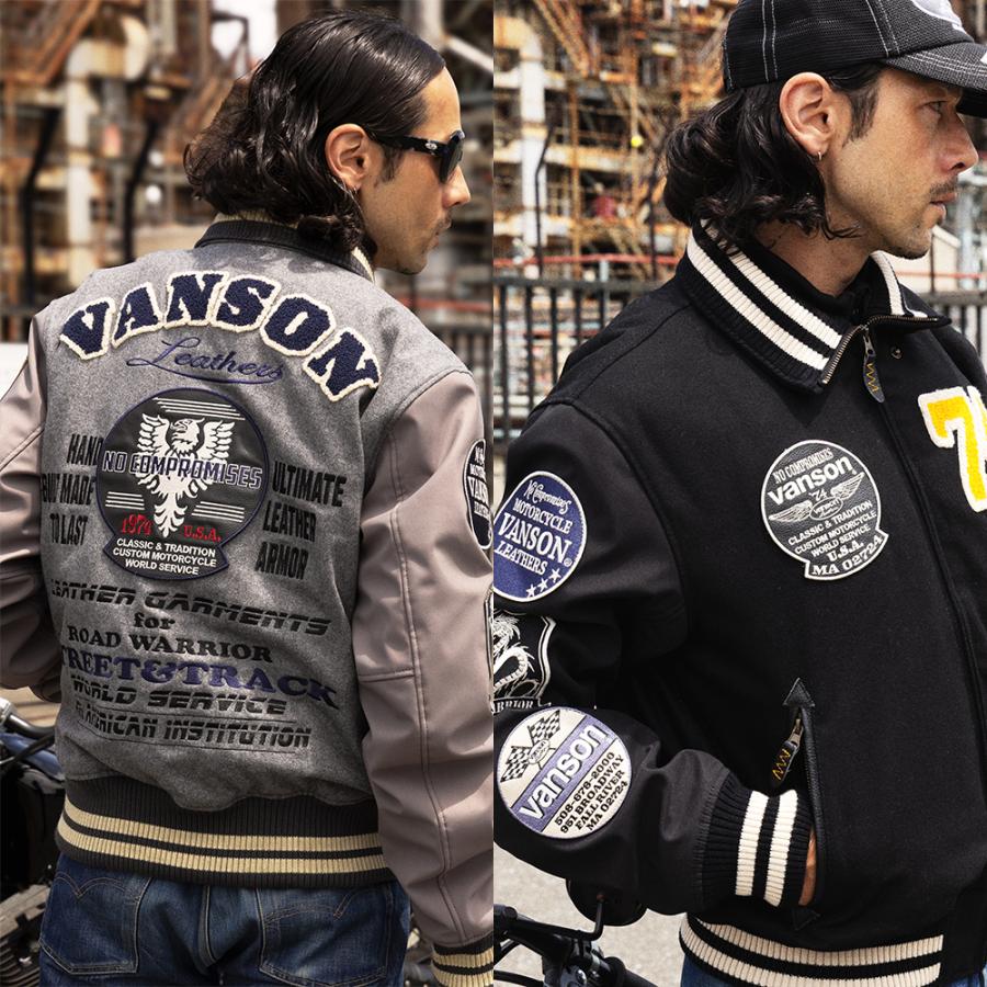 【26秋冬最新モデル】VANSON バンソン VS26107W アワードジャケット メンズ バイクジャケット スタジャン メルトン 綿 防風 防寒 撥水 透湿防水 3カラー 5サイズ | VANSON | 21