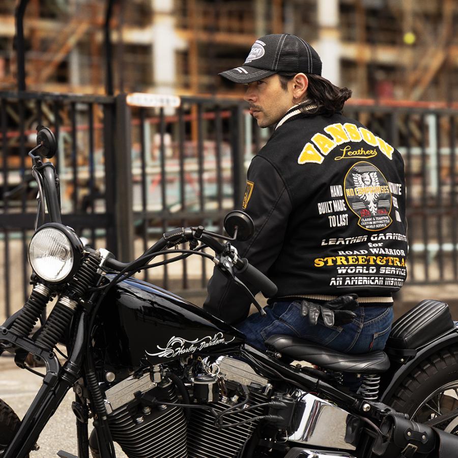 【26秋冬最新モデル】VANSON バンソン VS26107W アワードジャケット メンズ バイクジャケット スタジャン メルトン 綿 防風 防寒 撥水 透湿防水 3カラー 5サイズ | VANSON | 19