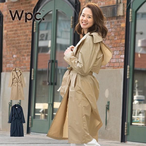 トレンチコート WPC  スプリングコート レディース ベージュ ネイビー フリーサイズ 女性 雨 かっぱ 自転車 通学 通勤 アウトドア キャンプ | 