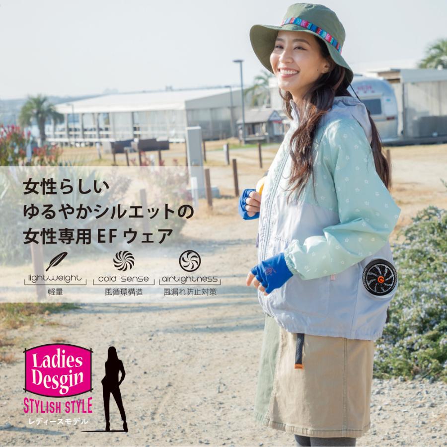 レディース用 ファン付き作業服 長袖 ラグランパーカー ファン+バッテリー+ケーブル+充電器付き フルセット WIND ZONE GB-POWER |  | 05