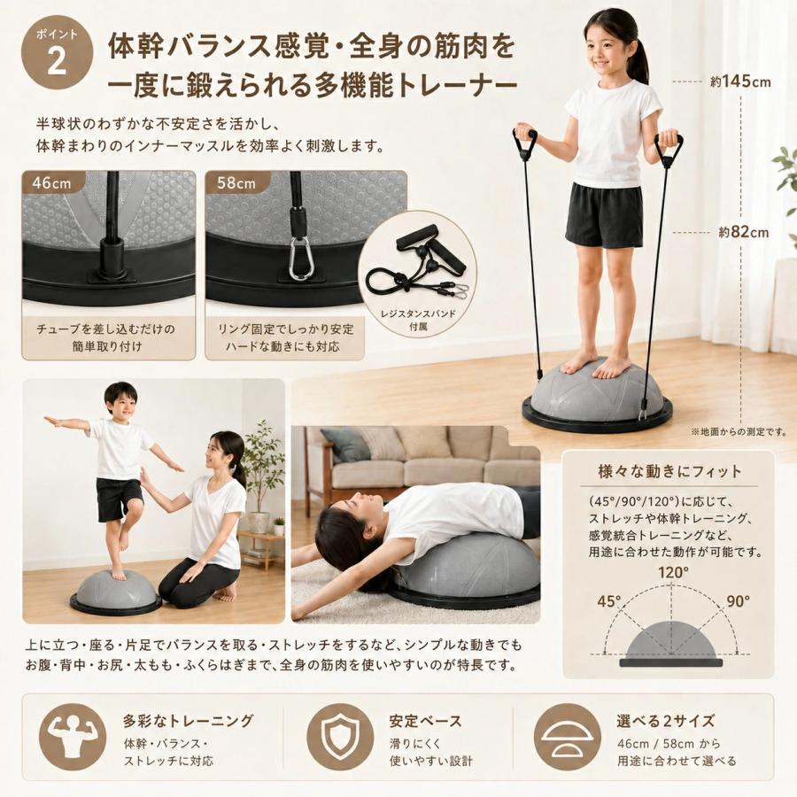 正規品】バランスドーム 半円型 金具取付対応 バランスボール 46cm