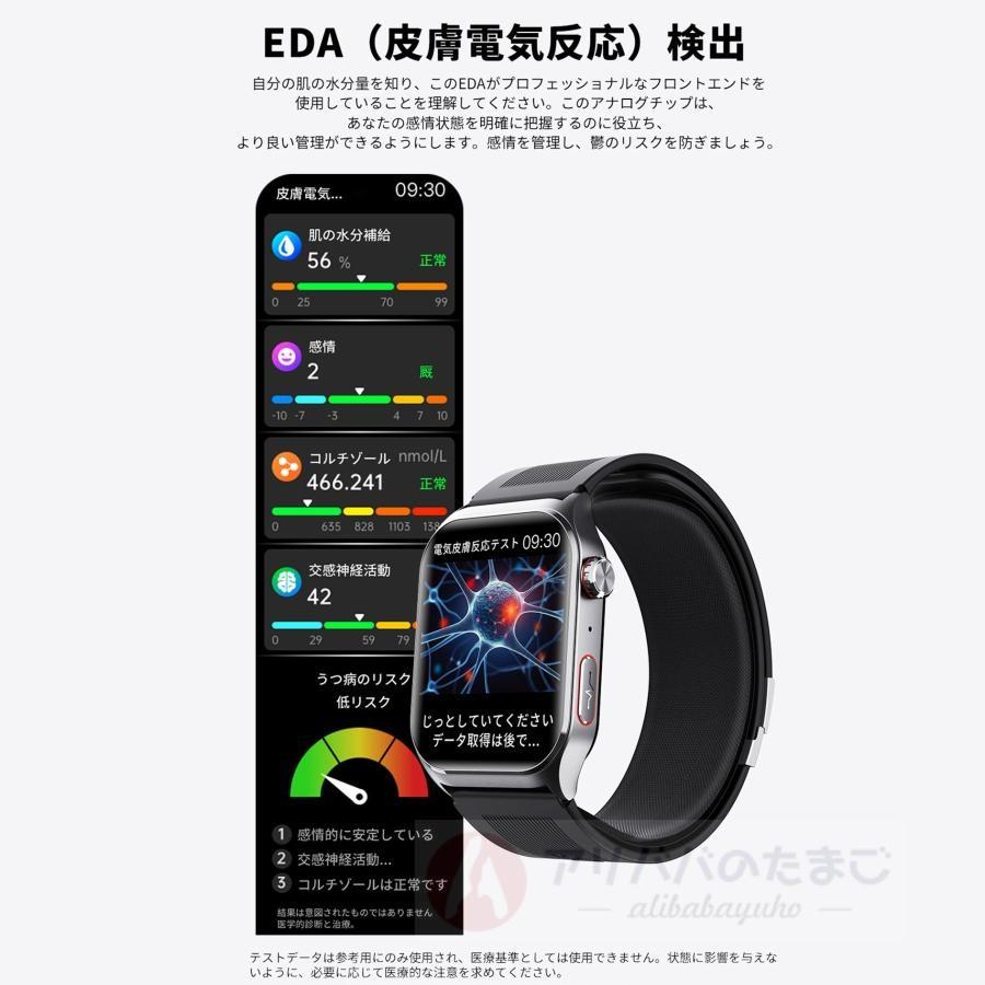 スマートウォッチ ECG心電図 エアポンプ高精度血圧 通話 血液成分 24時間測定 体組成 EDAテスト 睡眠管理 着信通知 体温 心拍数 歩数計 天気 リモート写真撮影の画像
