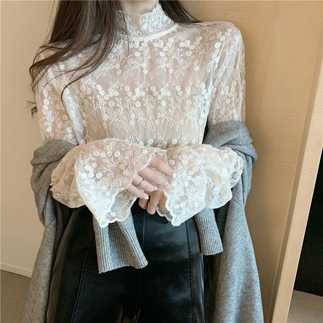 ブラウス レース トップス レディース チュールレース 長袖 インナー 春夏 大人 Tjm0 アリババのたまご 通販 Yahoo ショッピング