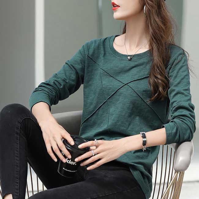 Tシャツ 長袖 レディース 無地 綿 長袖tシャツ シンプル 丸襟 カットソー ゆったり トップス カジュアル 母の日 大人気 ランキング１ Tkvu0 アリババのたまご 通販 Yahoo ショッピング