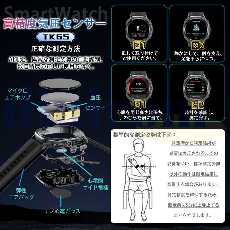 スマートウォッチ 医療レベル健康- 高精度エアバッグ血圧測定 ECG