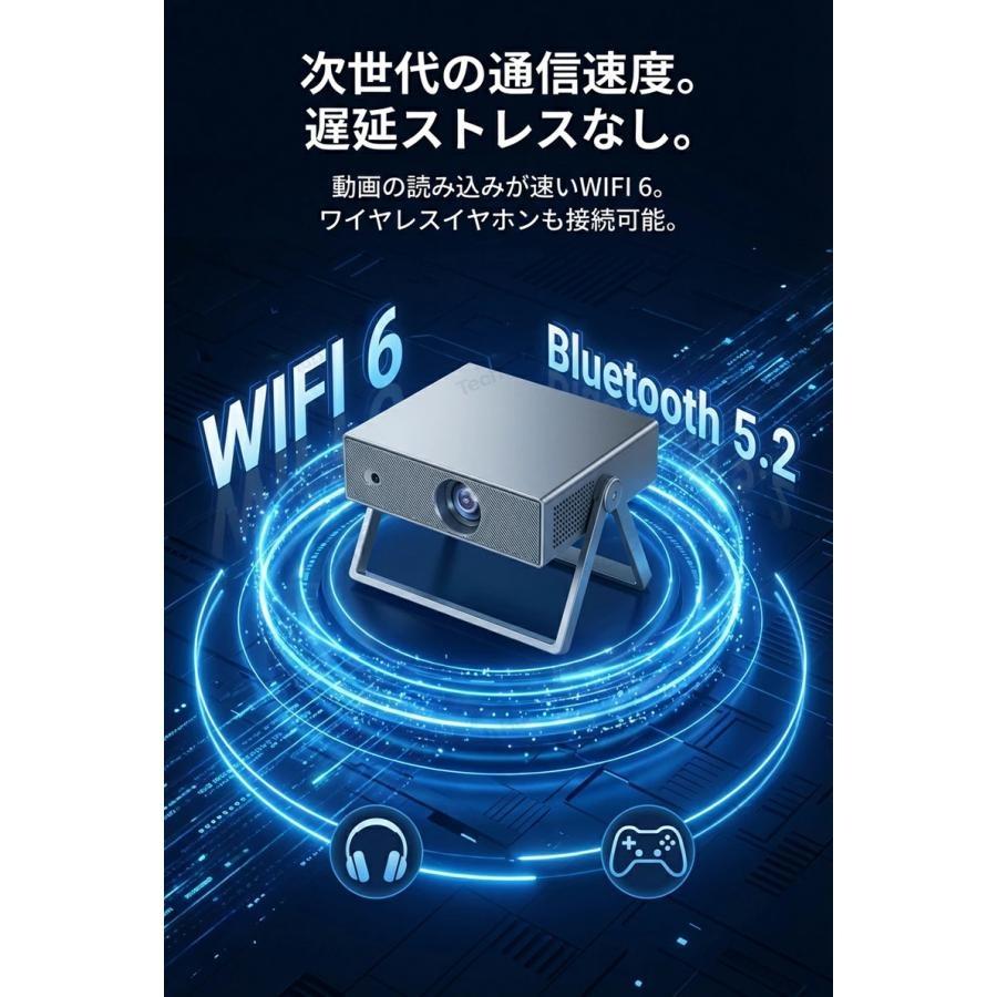 プロジェクター 小型 天井 Android搭載 4K対応 家庭用 天井投影 WiFi6