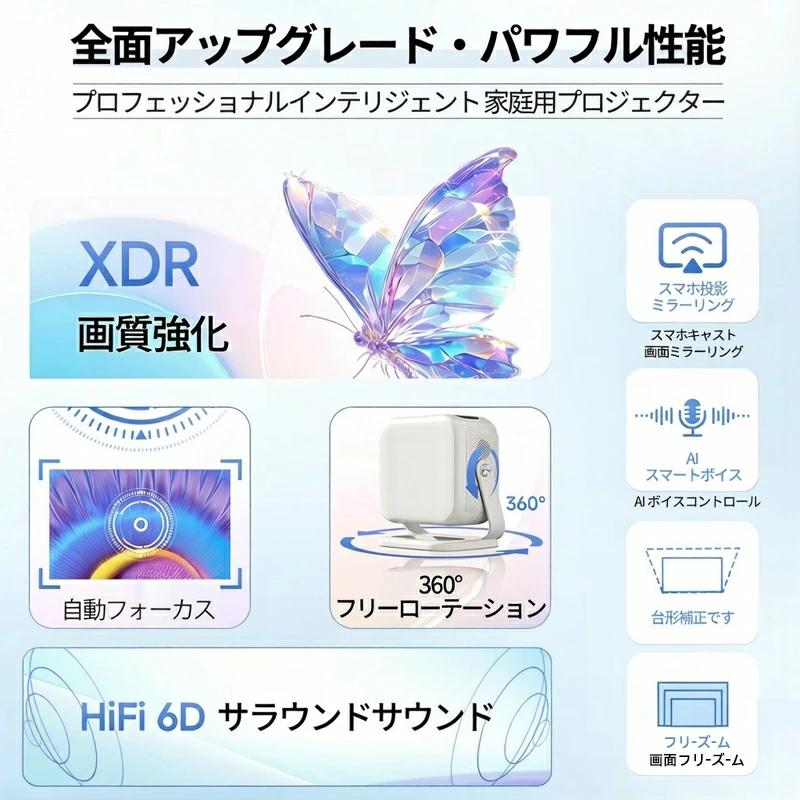 プロジェクター 小型 家庭用 天井投影 300ANSI高輝度 スマホと繋げる